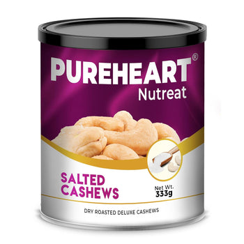 Pureheart Nutreat Roasted Salted Cashew, Flavourful & Crunchy Snack | Premium Salted Whole Cashew Nuts/Kaju Dry Fruit | Rich in Protein & Fiber | No Artificial Colors and Flavors