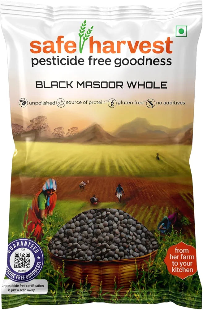 Safe Harvest Pesticide- Free Unpolished Black Masoor Whole 1kg