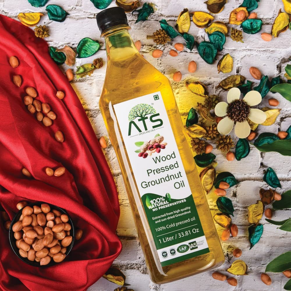 ATS Wood Pressed Groundnut Peanuts Oil - 1000 gms