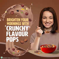 Saffola Muesli Choco Crunch with Flavour Pops, 450 gm | 15 in 1 Fruit and Nuts, Seeds, Millet & more | Cereals for breakfast with wholegrain, protein, fibre