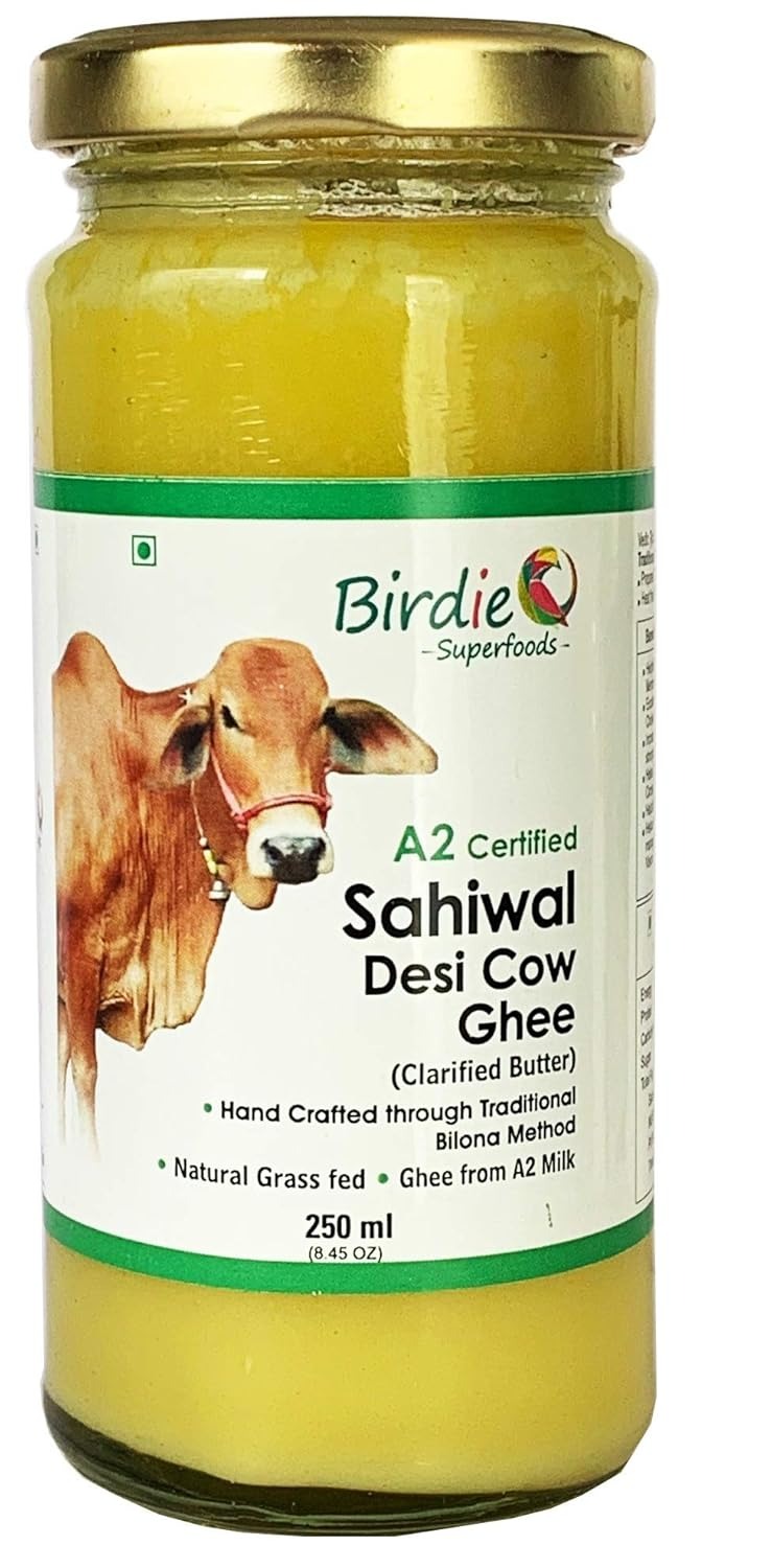 Birdie Superfoods Pure Natural A2 Milk Desi Sahiwal Cow Ghee - 250 ml