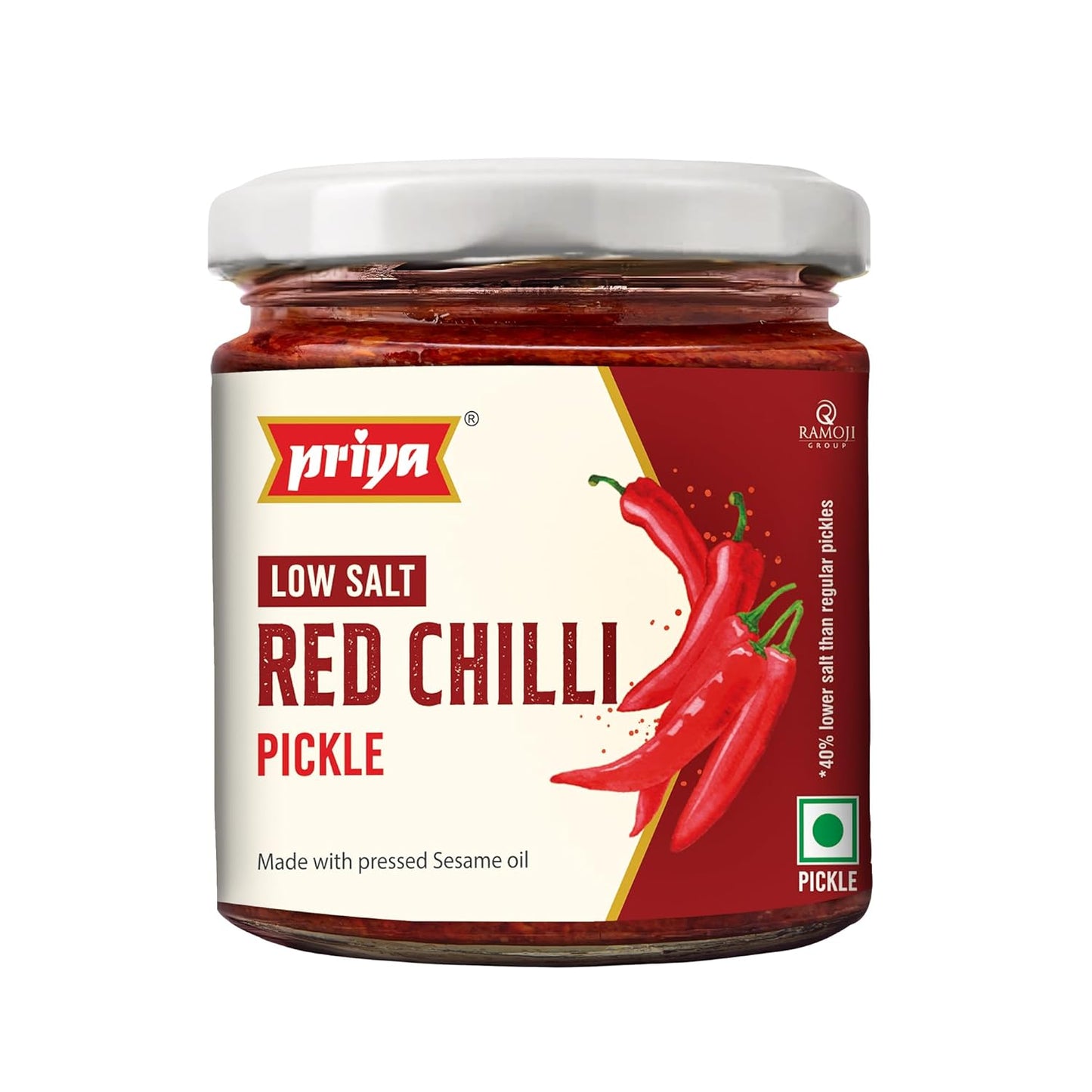 Priya Low Salt Red Chilli Pickle - 210 gms