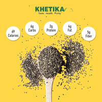 Khetika Naturale Chia Seeds 400G | Clean Chia Seeds for Eating | Helps in Weight Loss | Good Source of Omega 3 Fatty Acids | Healthy Snacks