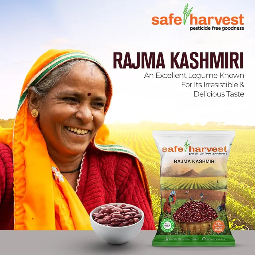 Safe Harvest Pesticide-Free Rajma Kashmiri | Natural & Healthy | No Artifical Flavours - 500Gram