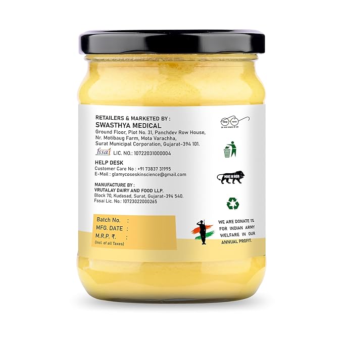 Glamycose Vedic A2 Cow Ghee - 500 ml