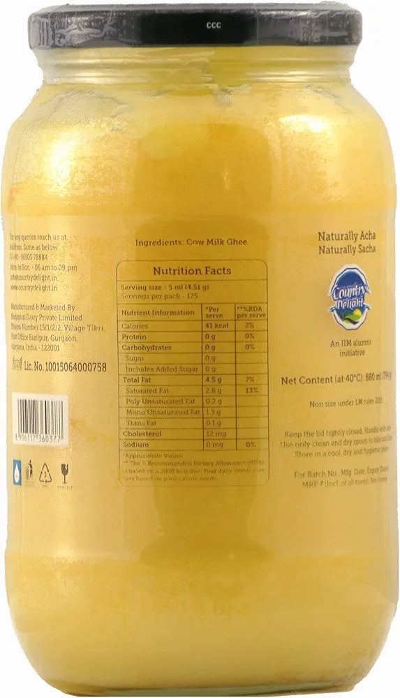 Country Delight Desi Danedar Cow Ghee Plus 880 millilitre 