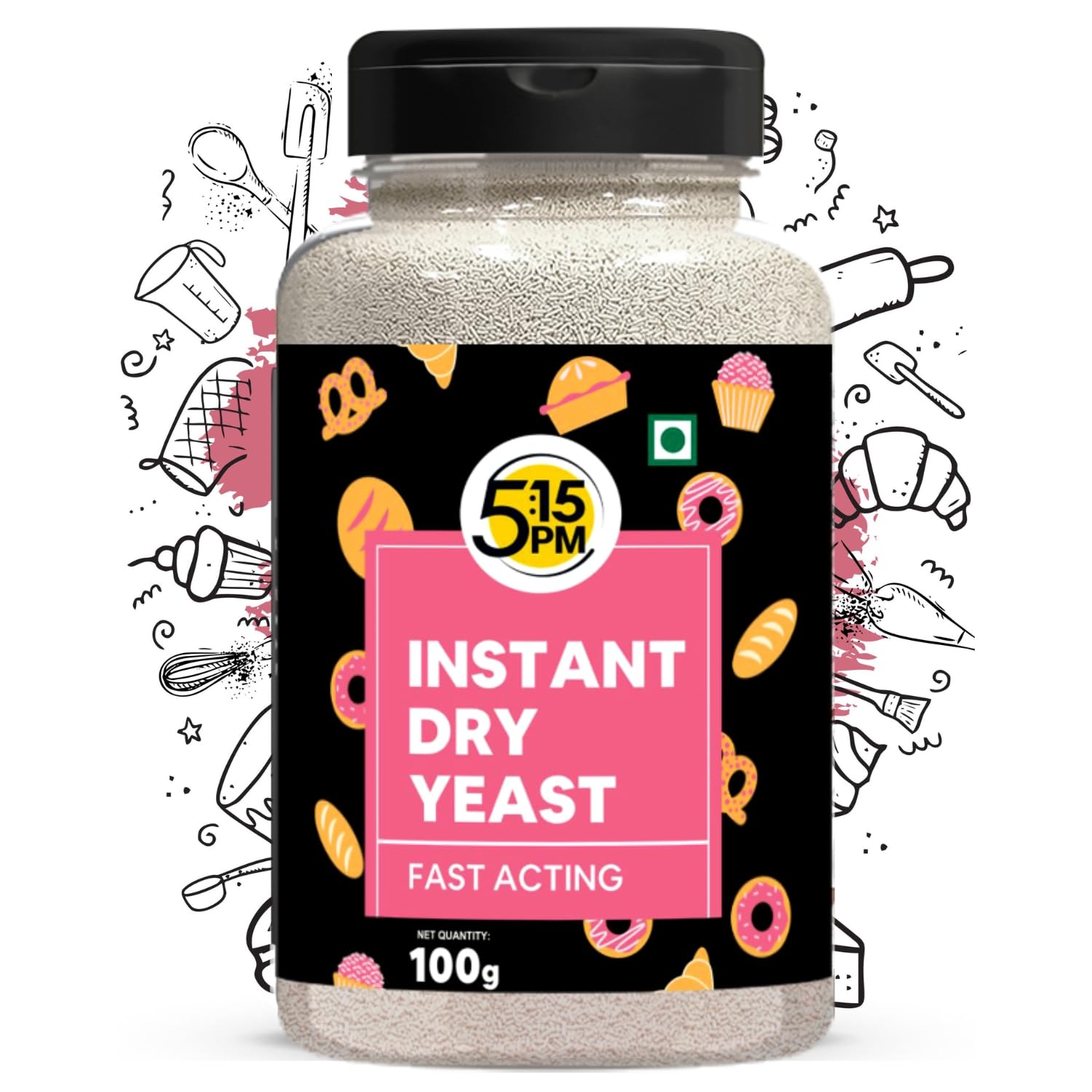 5:15PM Instant Dry Yeast Powder | Active Dry Yeast for Bread making and Pizza - 100g