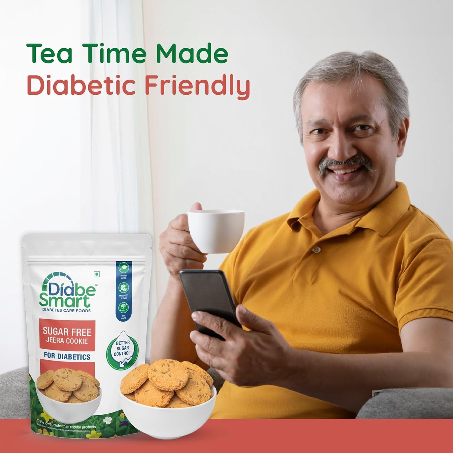 Diabe Smart Diabetic Jeera Biscuits Sugar Free Biscuits - 200 gms (Pack of 2)