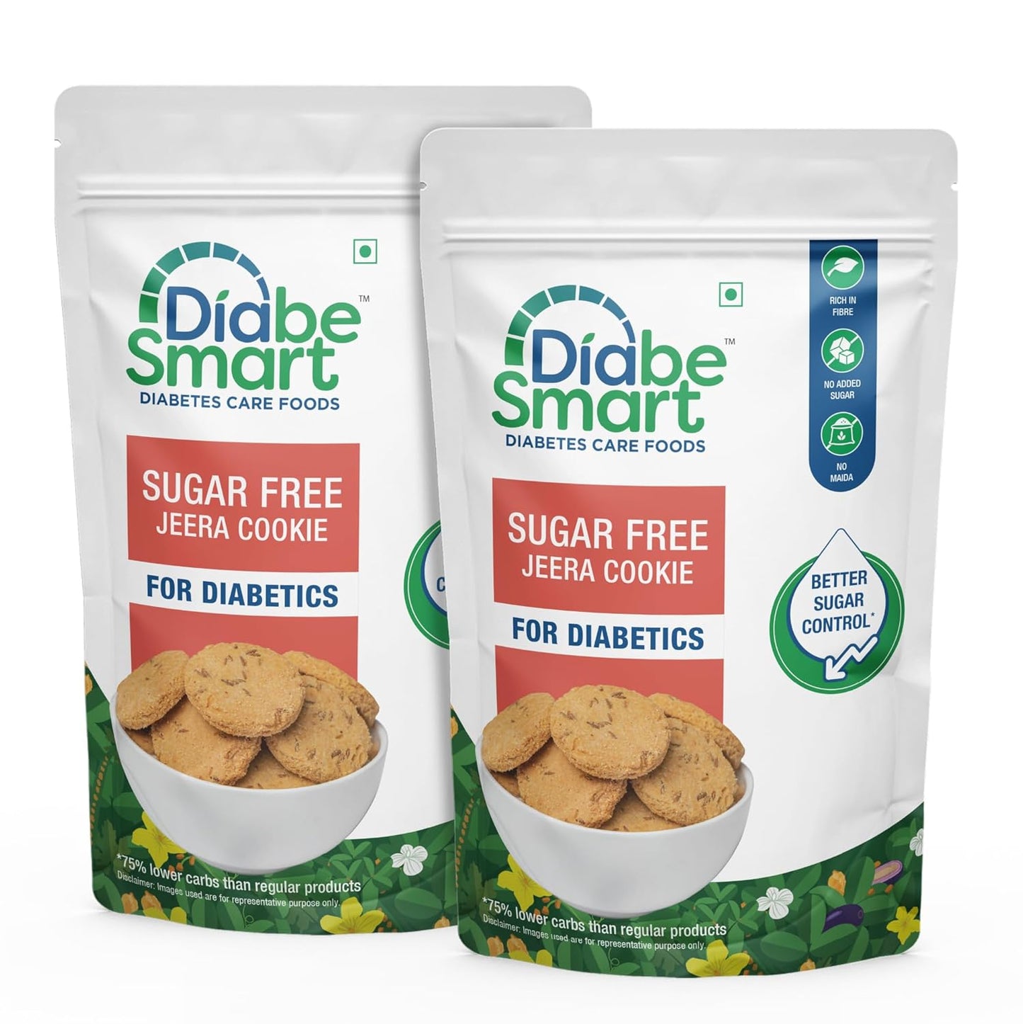 Diabe Smart Diabetic Jeera Biscuits Sugar Free Biscuits - 200 gms (Pack of 2)