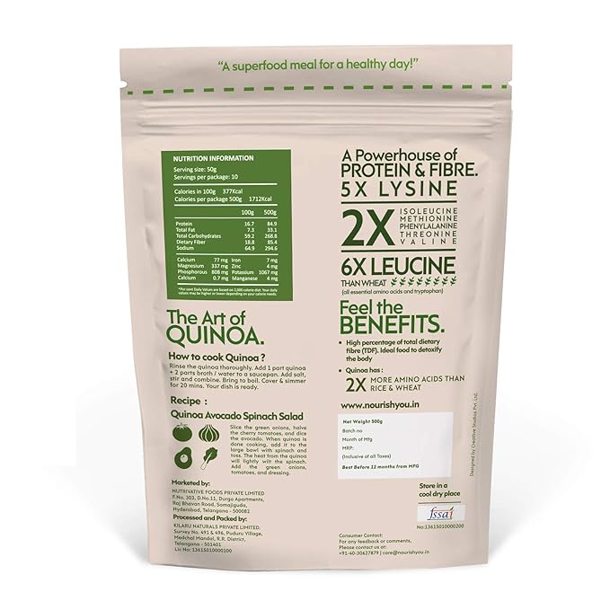 Nourish You Organic White Quinoa Seeds - 500 gms