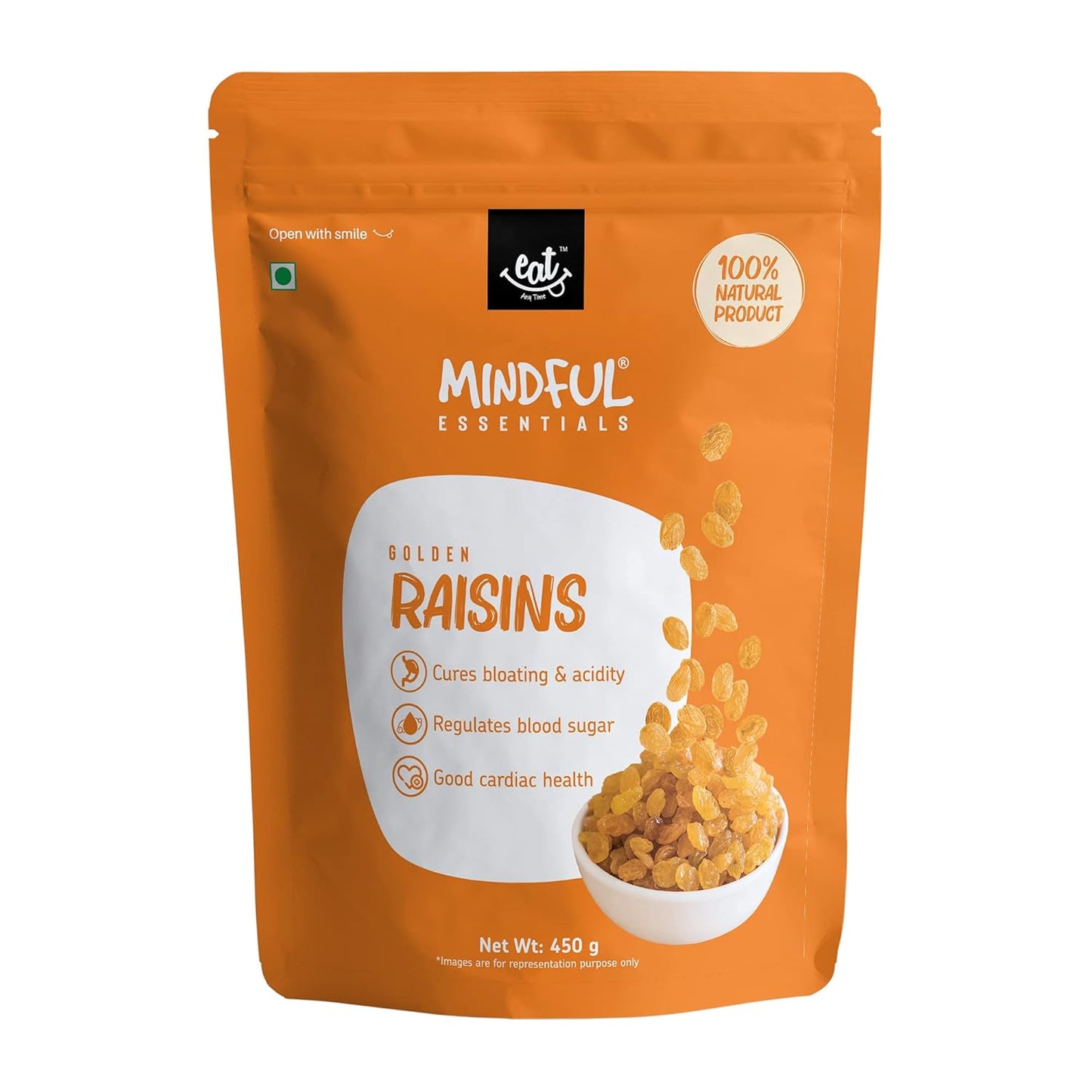 Eat Anytime Premium Organic Golden Raisins- 450 gms