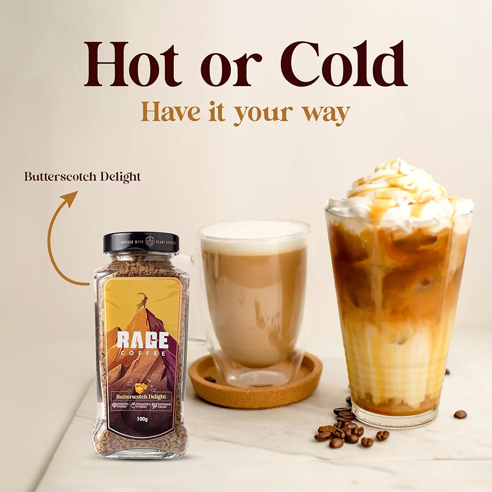 Rage Coffee Butterscotch Delight Flavour - Premium Arabica Instant Coffee   