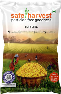 Safe Harvest Pesticide Free Goodness Unpolished Tur Dal/Arhar Dal | Natural | Chemical Free | Vegan | Gluten Free - 1Kg