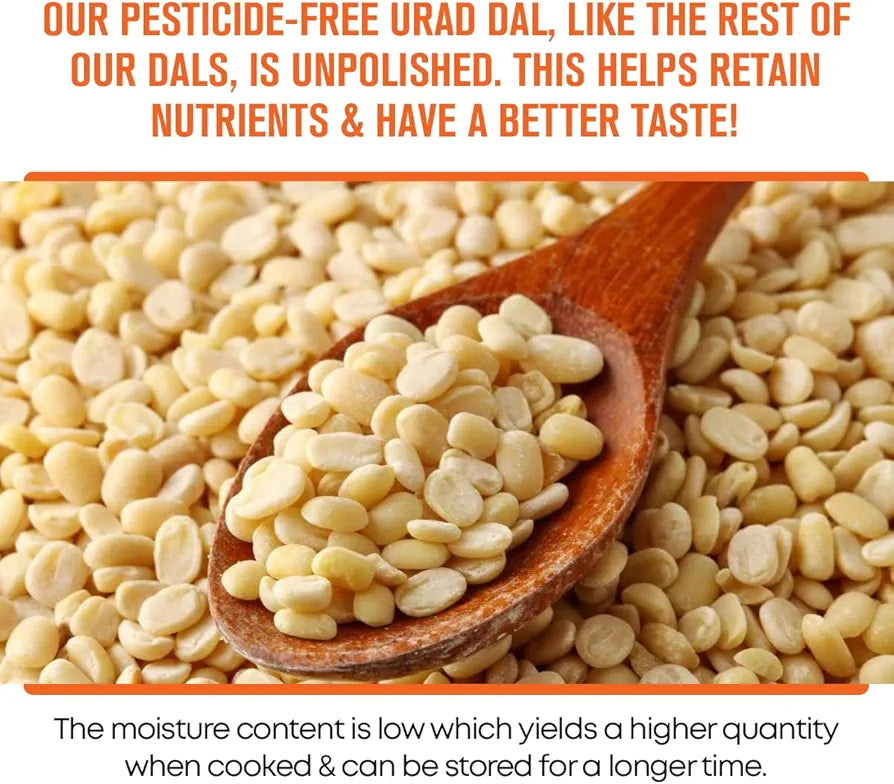 Safe Harvest Pesticide-Free Unpolished Urad Dal | Pure & Natural - 1kg