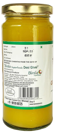 Birdie Superfoods Pure A2 Gir Cow Vedic Bilona - 250 ml