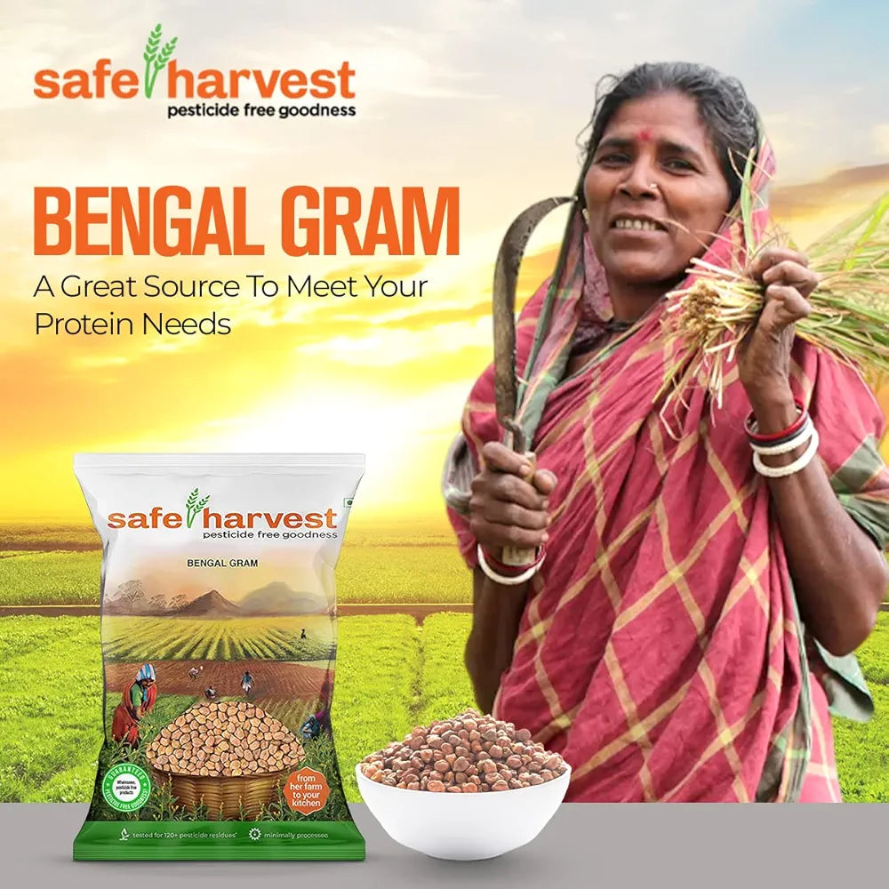 Safe Harvest Pesticide Free Bengal Gram | Black Chana | Vegan | Gluten Free - 1kg