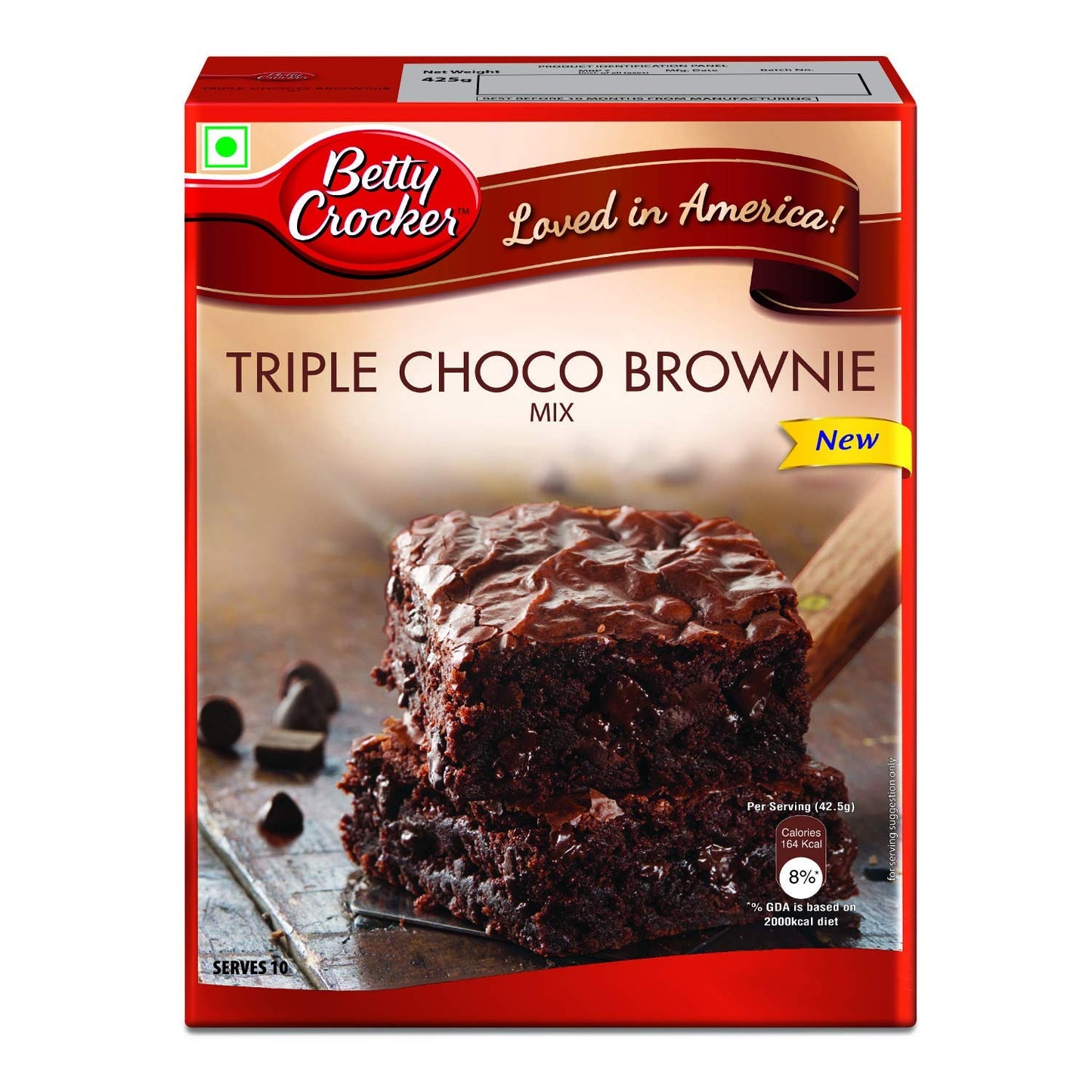 Betty Crocker Triple Chocolate Brownie Instant Cake Mix Powder - 425 gms