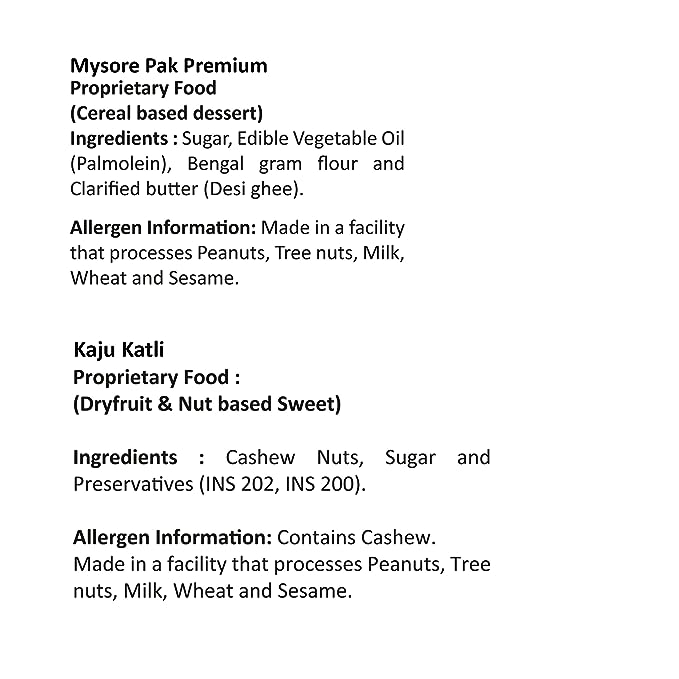 Mysore Pak Signature 400gm & Kaju Katli Premium 400gm