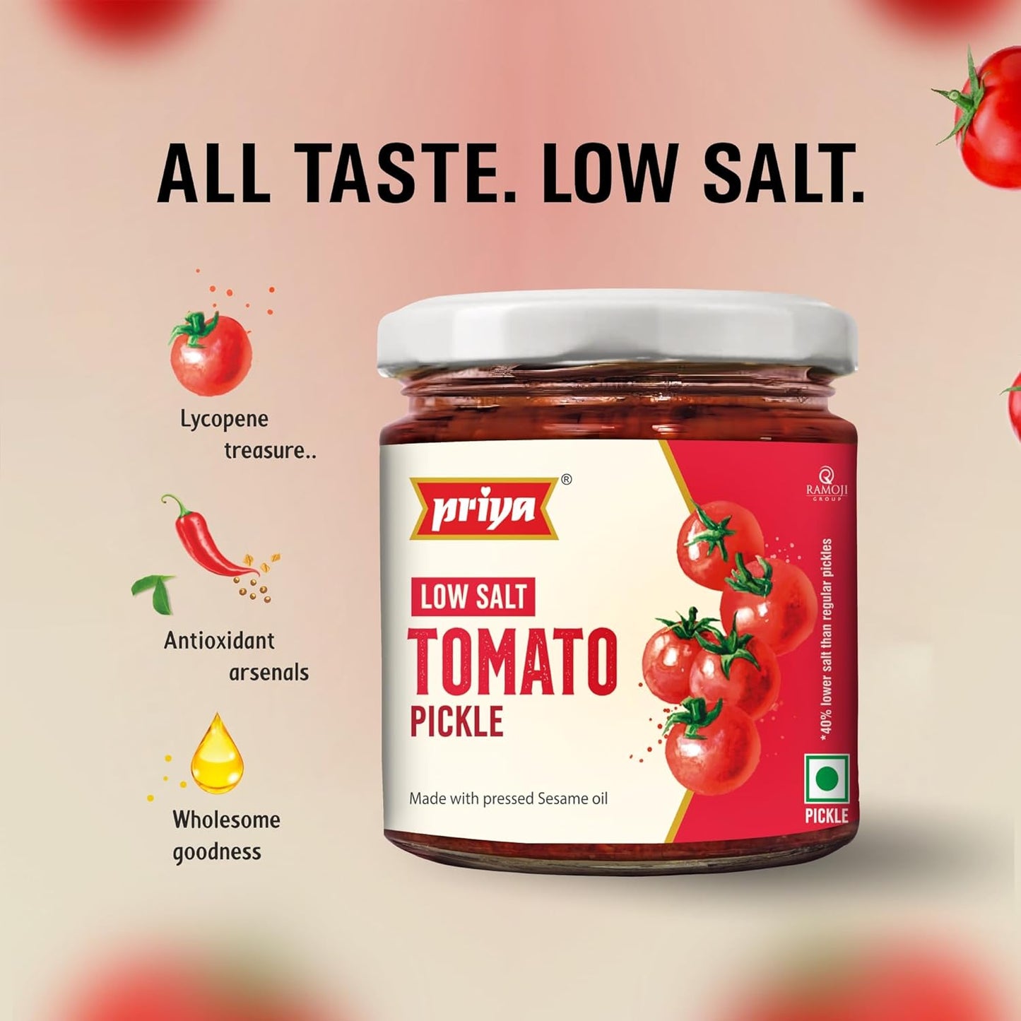 Priya Low Salt Tomato Pickle - 210 gms