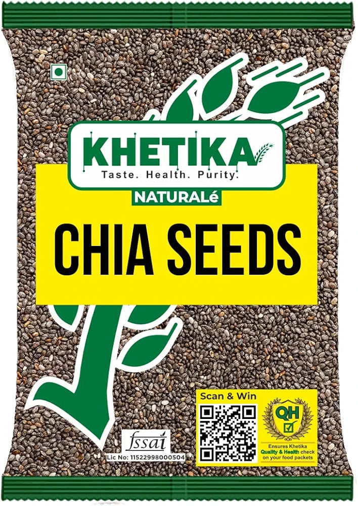 Khetika Naturale Chia Seeds 400G | Clean Chia Seeds for Eating | Helps in Weight Loss | Good Source of Omega 3 Fatty Acids | Healthy Snacks