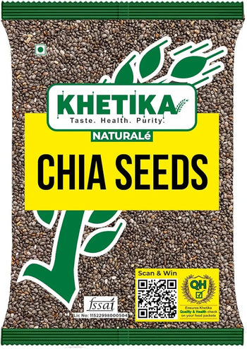 Khetika Naturale Chia Seeds 400G | Clean Chia Seeds for Eating | Helps in Weight Loss | Good Source of Omega 3 Fatty Acids | Healthy Snacks