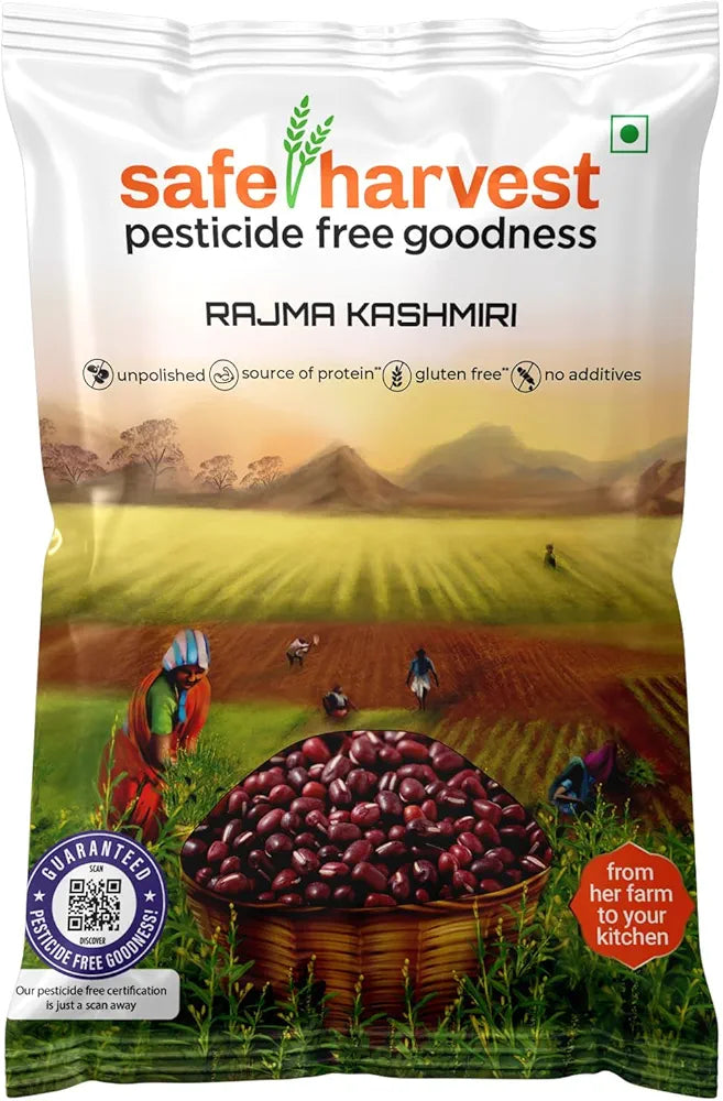 Safe Harvest Pesticide-Free Rajma Kashmiri | Natural & Healthy | No Artifical Flavours - 500Gram