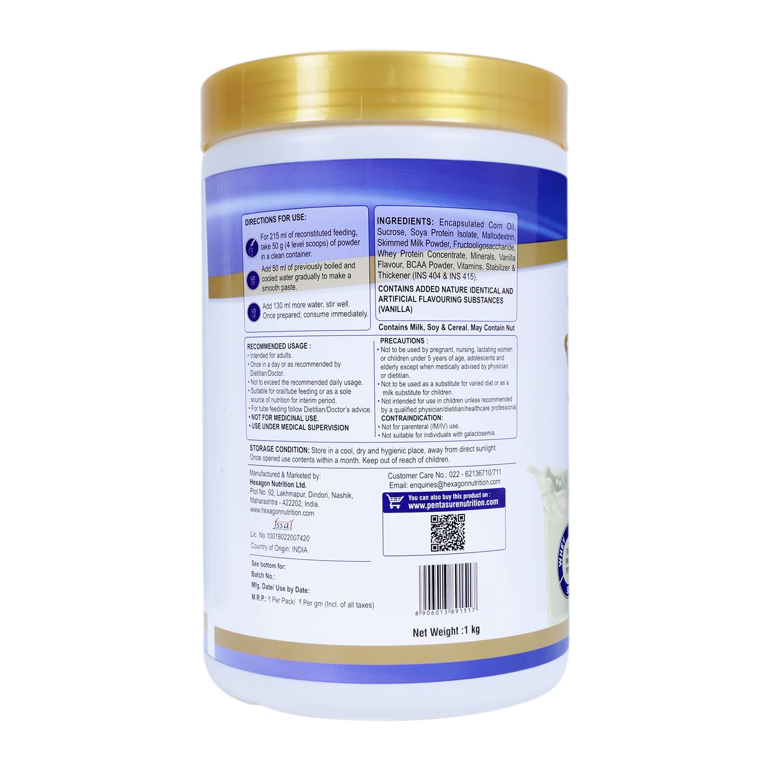 Pentasure Daily Nutrition Protein Shake Vanilla Flavour