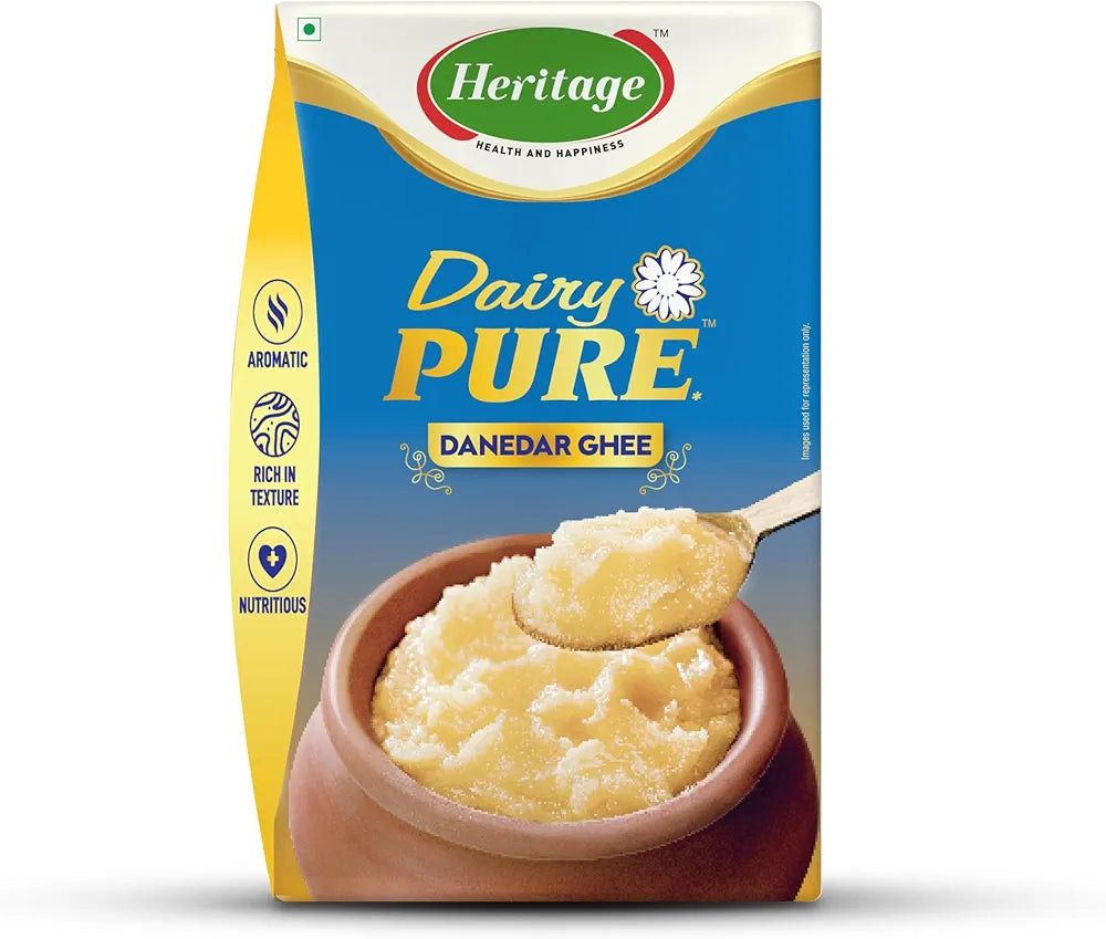 Heritage Dairy Pure Danedar Ghee, 1000 Ml Ceka Pack,950 Grams