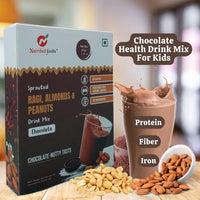 Nutribud Foods Sprouted Ragi, Almonds & Peanuts Drink Mix  -  | Chocolate Milk Mix Powder, Sweetened with Jaggery Powder , Chocolate Nutty Taste