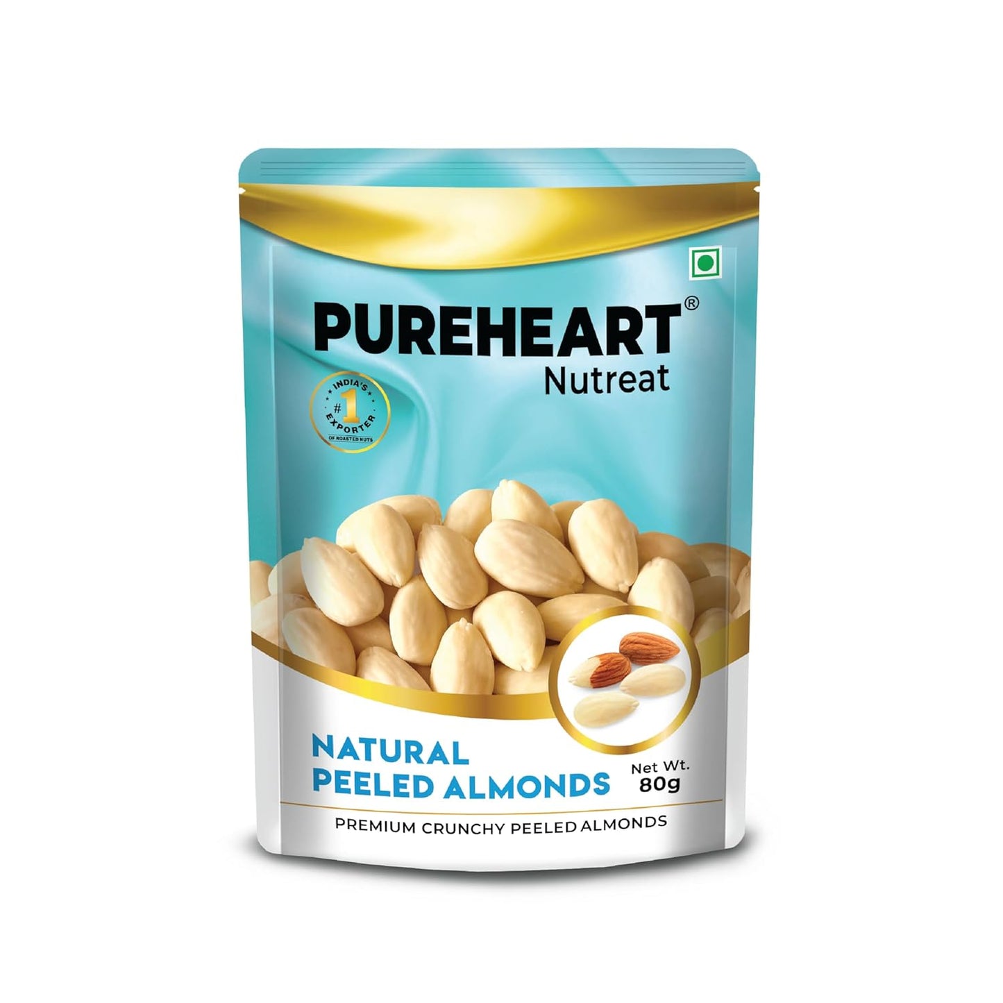 Pureheart Nutreat Natural Peeled Almonds, Premium California Whole Blanched Almond Nuts Without Skin/Dry Fruit, Crunchy Dried Badam