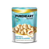 Pureheart Nutreat Natural Peeled Almonds, Premium California Whole Blanched Almond Nuts Without Skin/Dry Fruit, Crunchy Dried Badam