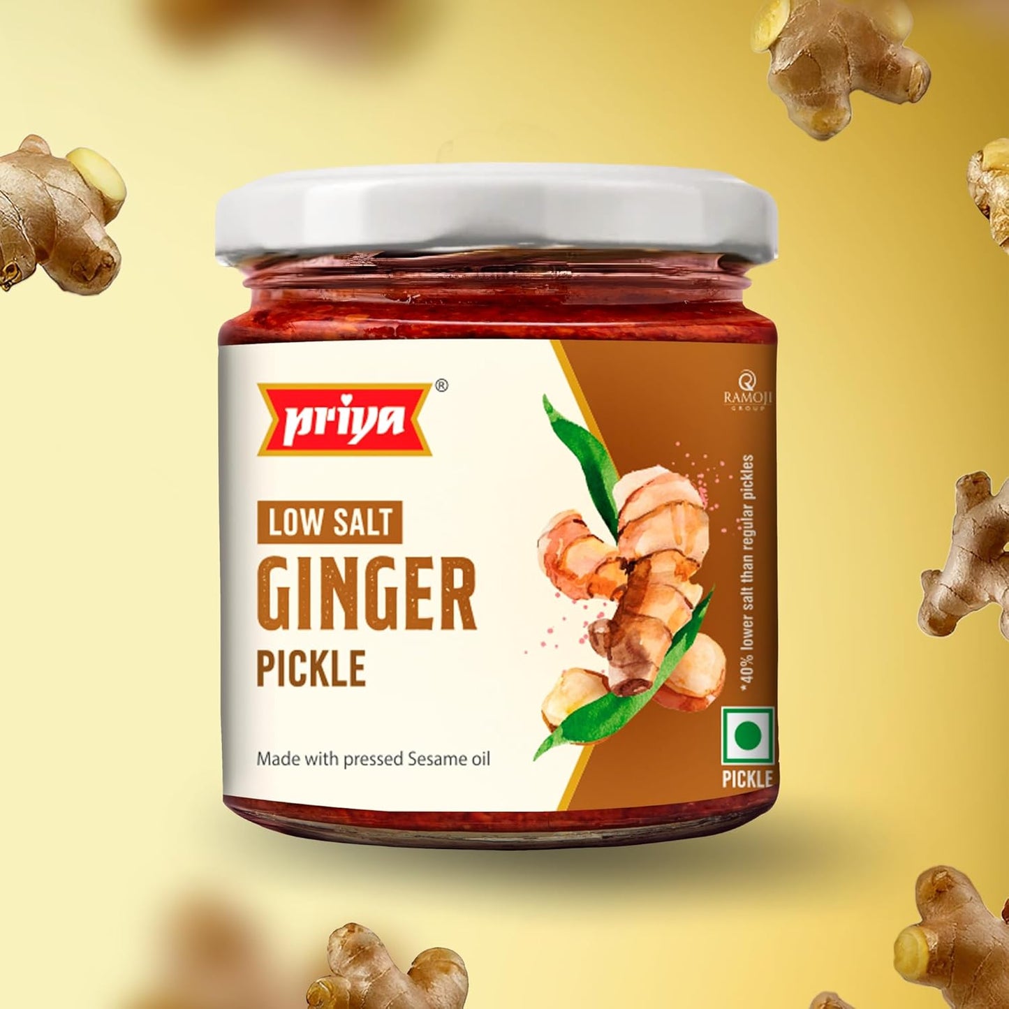 Priya Low Salt Ginger Pickle - 210 gms