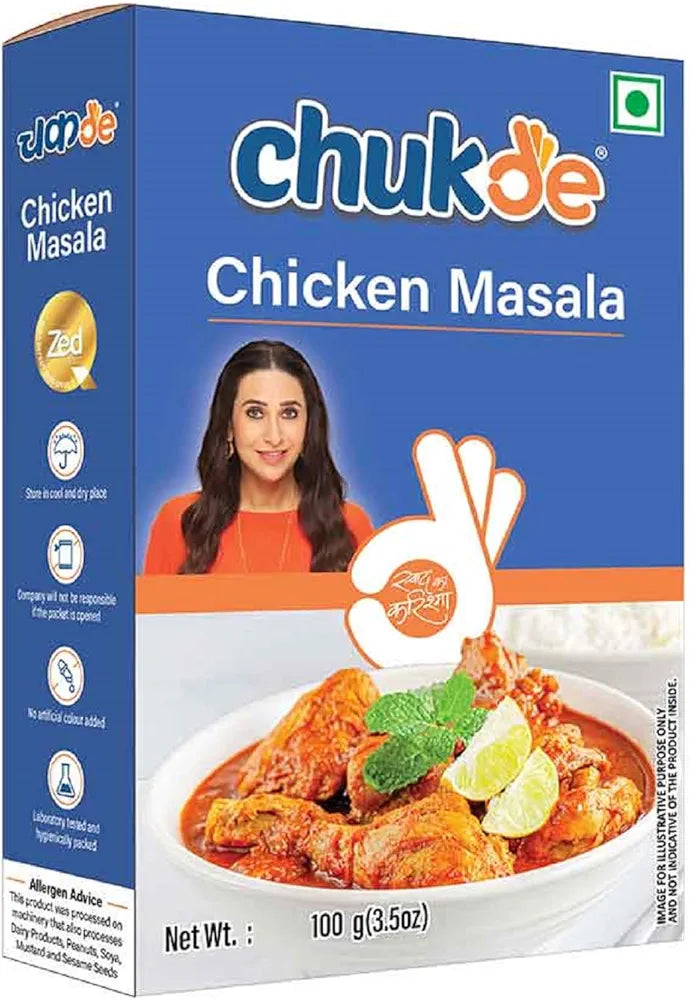 Chukde - Chicken Masala - Curry Powder - Authentic Indian Spice Mix - Rich in Flavor and Aroma - Spices for Tasty Chicken Curries - Blend of Spices for Traditional Chicken Dishes - 100 Gm