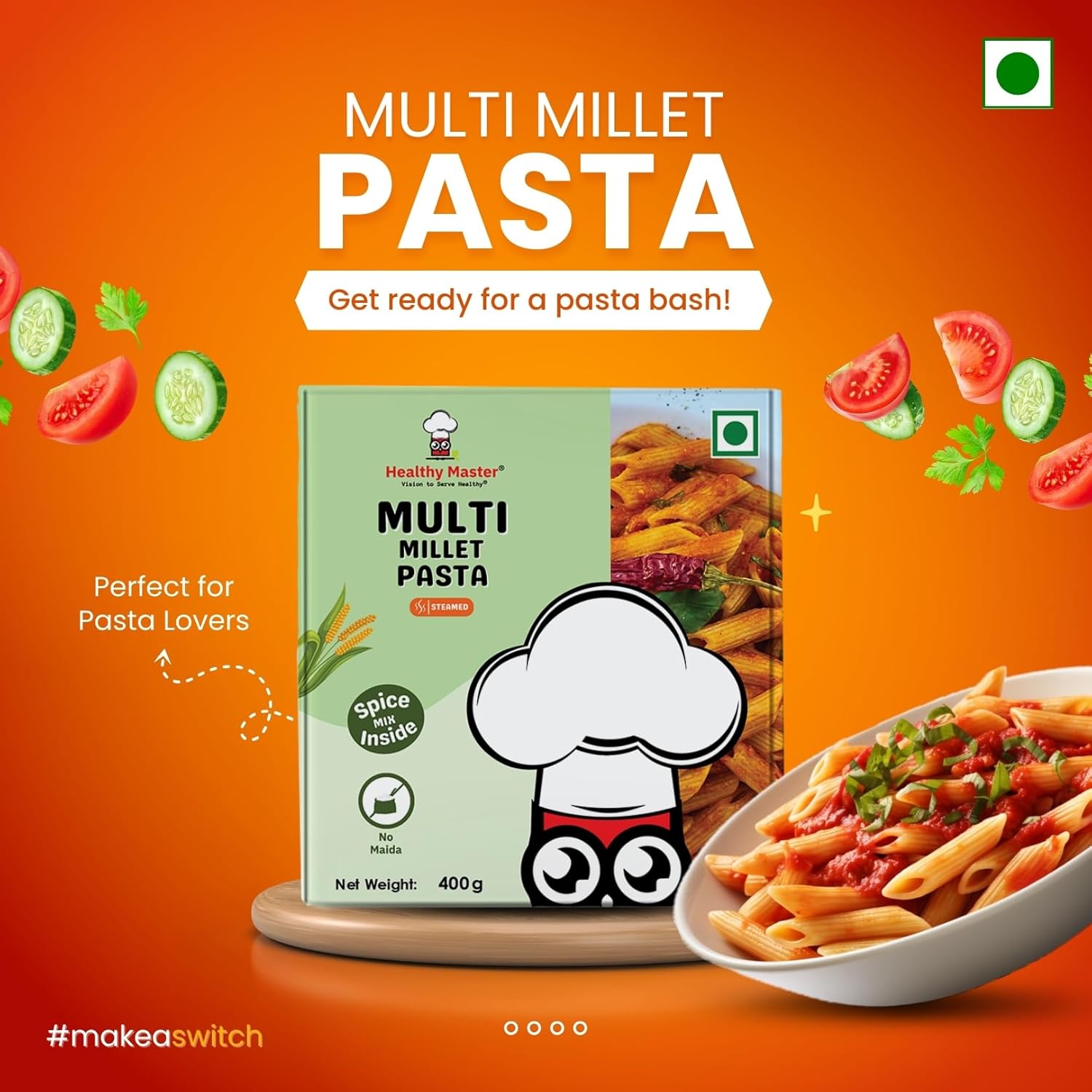 Healthy Master Multi Millet Pasta - 400 gms - Veeha Foods