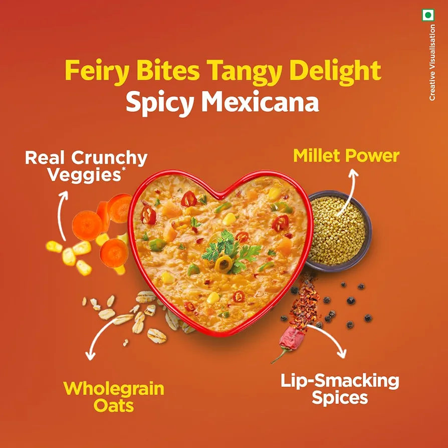 Saffola Masala Oats Spicy Mexican, Spicy Flavoured Rolled Oats with High Fibre, Yummy Anytime Snack, 400g