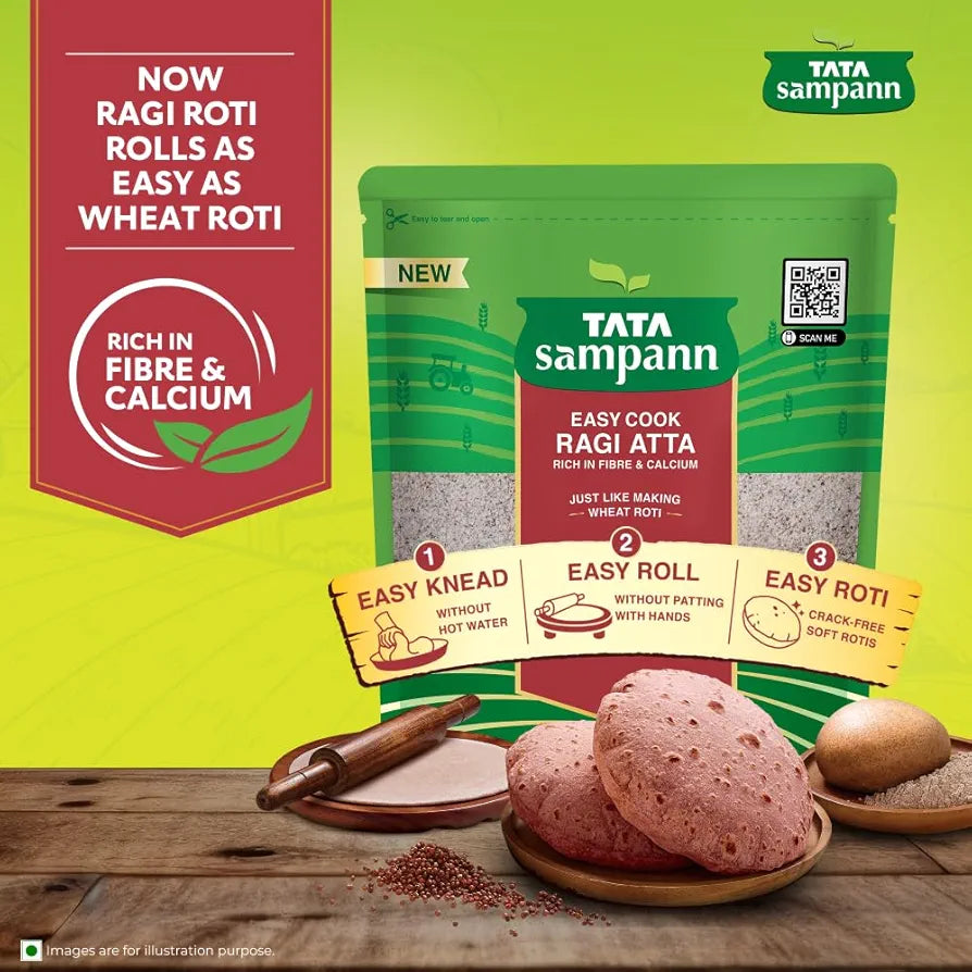 Ragi Serial Tata Sampann Easy Cook Ragi Atta - 500 Gms - Veeha Foods