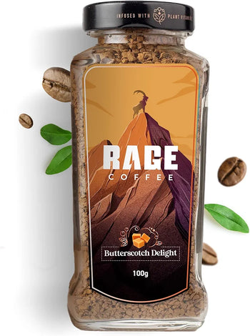 Rage Coffee Butterscotch Delight Flavour - Premium Arabica Instant Coffee   