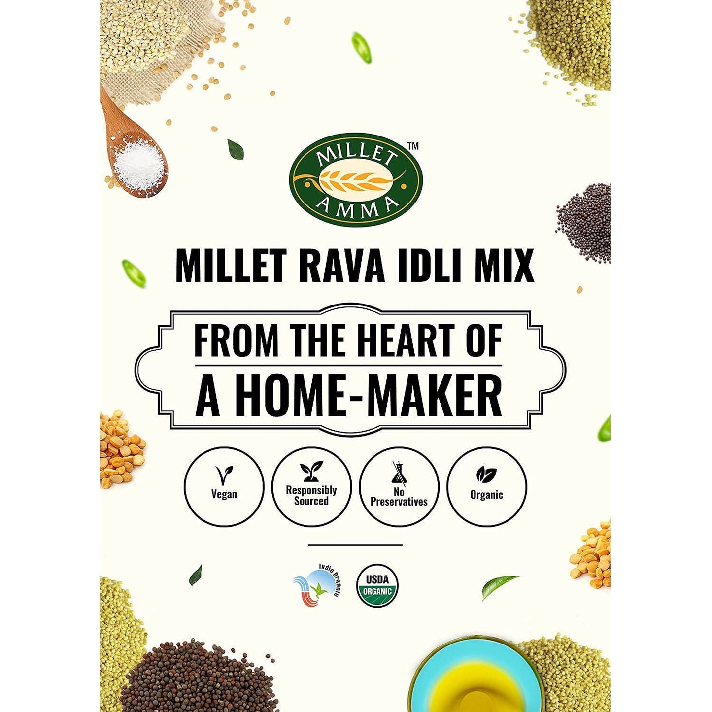 Millet Amma Certified Organic Millet Rava Idli Mix - 250 gms