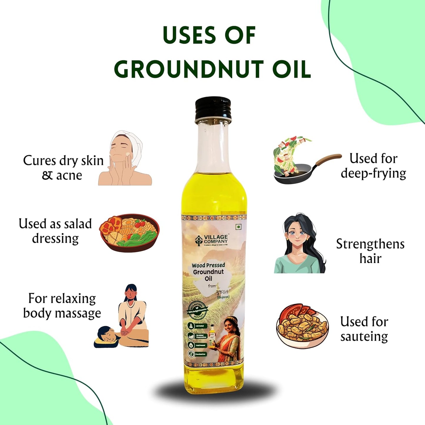 Village Company Cold Pressed Groundnut Oil - 500 gsm (pack of 2)