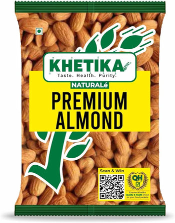 Khetika Premium Whole Almonds 500G | Crunchy Badam Giri | Hygienically Packed | Healthy Snack