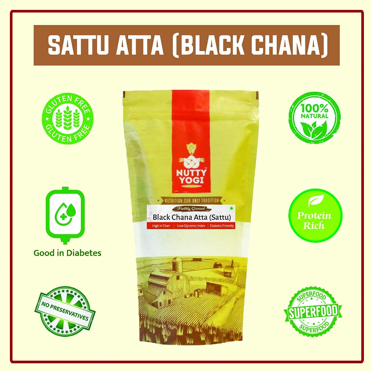 Nutty Yogi Black Chana Atta (Sattu)