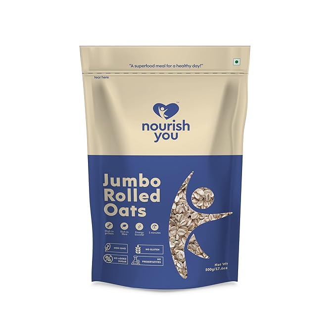 Nourish You Jumbo Rolled Oats Gluten Free - 500 gms