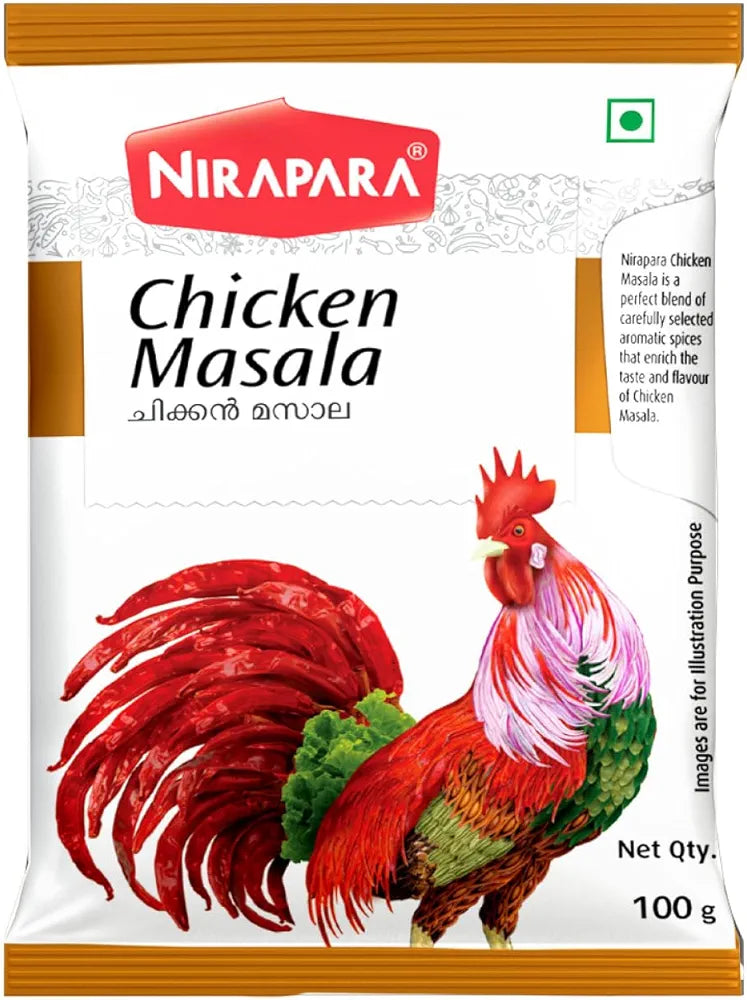 Nirapara Chicken Masala for Incredible Taste and Flavour| Perfectly Blended for Rich Texture & Aroma| Ready to Cook Masala| No Artificial Flavours & Colours| Hygienically Packed| 100g x 5| 500 gms