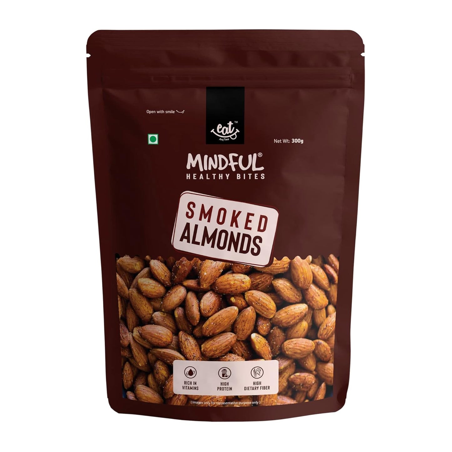 Eat Anytime Mindful Healthy Smoked Almonds - 300 gms