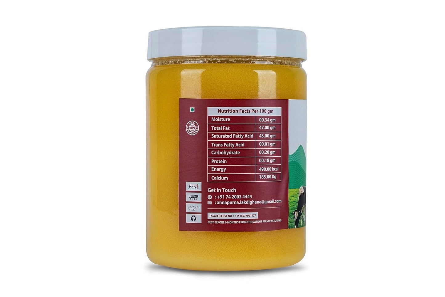 Annapurna Lakdi Ghana Pure Cow Ghee - 1 L