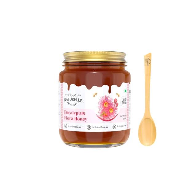 Eucalyptus Flower Wild Forest Honey | 100% Pure Honey | Wooden Spoon| Raw, Natural, Unprocessed & Unheated Honey | Lab Tested Honey in Glass Bottle.