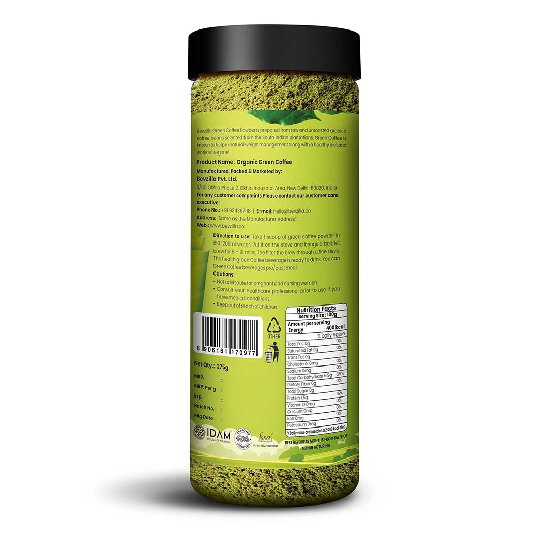 Bevzilla Fatloss Green Coffee Powder - 275GM