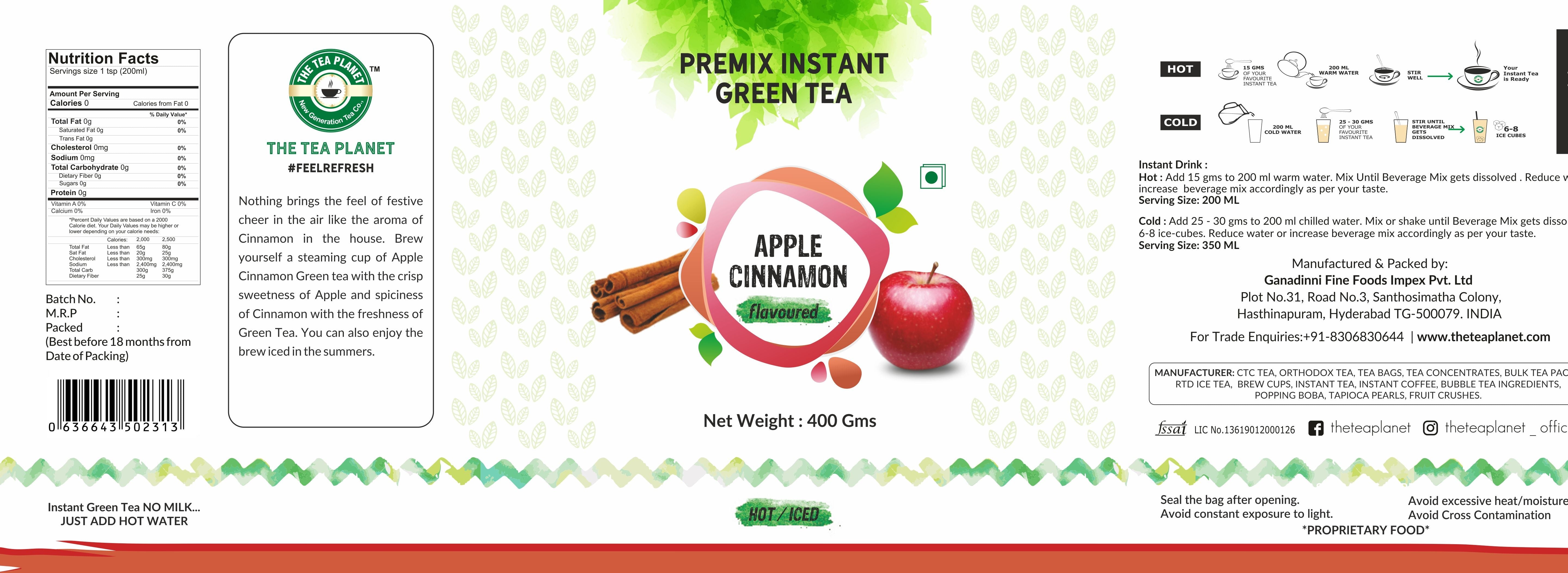 Apple Cinnamon Flavored Instant Green Tea