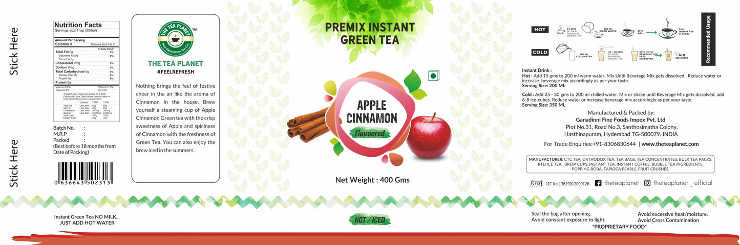 Apple Cinnamon Flavored Instant Green Tea