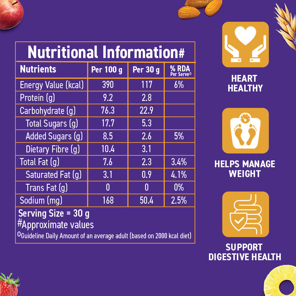 Fruit & Fibre Muesli Mixed Fruit with Almonds & Raisins